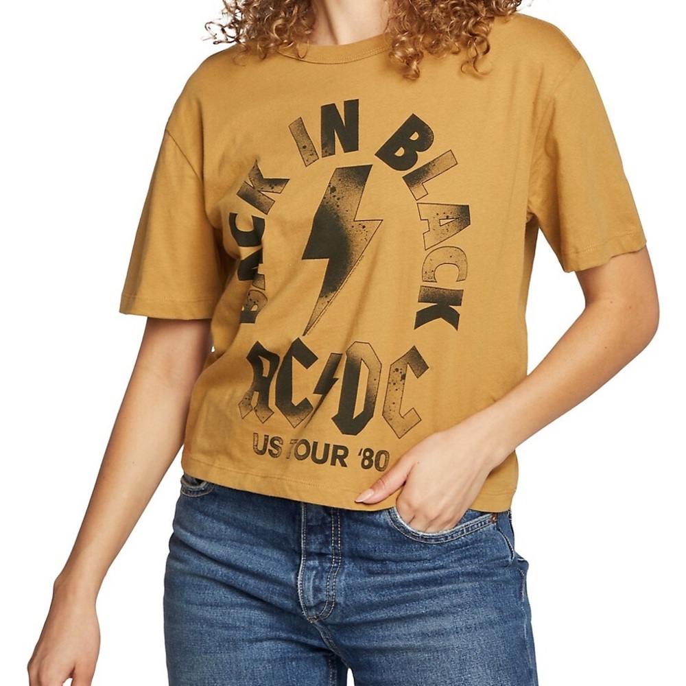 AC DC Back in Black Graphic Crop T-Shirt